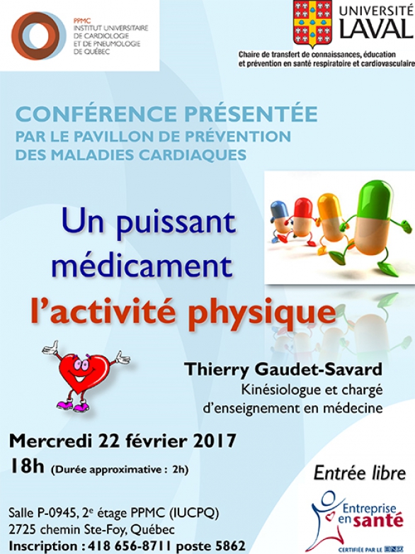 Conférence du PPMC - 22 février 2017 : Un puissant médicament - l'activité physique