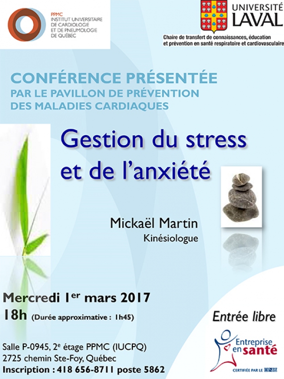 Conférence du PPMC - 1er mars 2017 : Gestion du stress et de l’anxiété