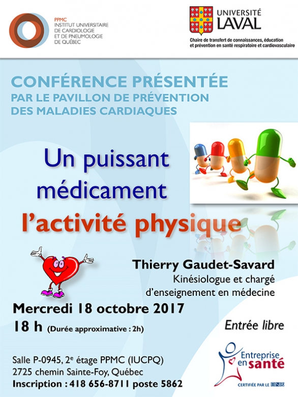 Conférence du PPMC - 18 octobre 2017 : Un puissant médicament - l'activité physique