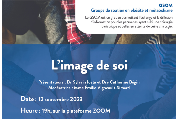 Conférence L'image de soi 12 septembre 2023, 19 h sur Zoom
