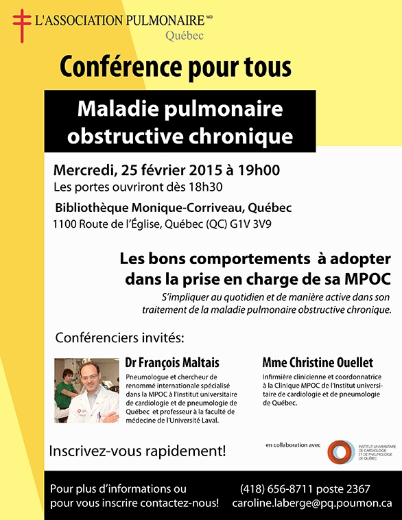 Conférence sur la MPOC le 25 février 2015 à 19 h à la bibliothèque Monique-Corriveau