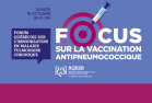 affiche du Forum québécois sur l’immunisation en maladie pulmonaire. Focus sur la vaccination antipneumococcique