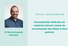 Dr Benoit Arsenault, chercheur : Grossophobie médicale, les médecins doivent cesser de recommander des diètes à leur spatients 